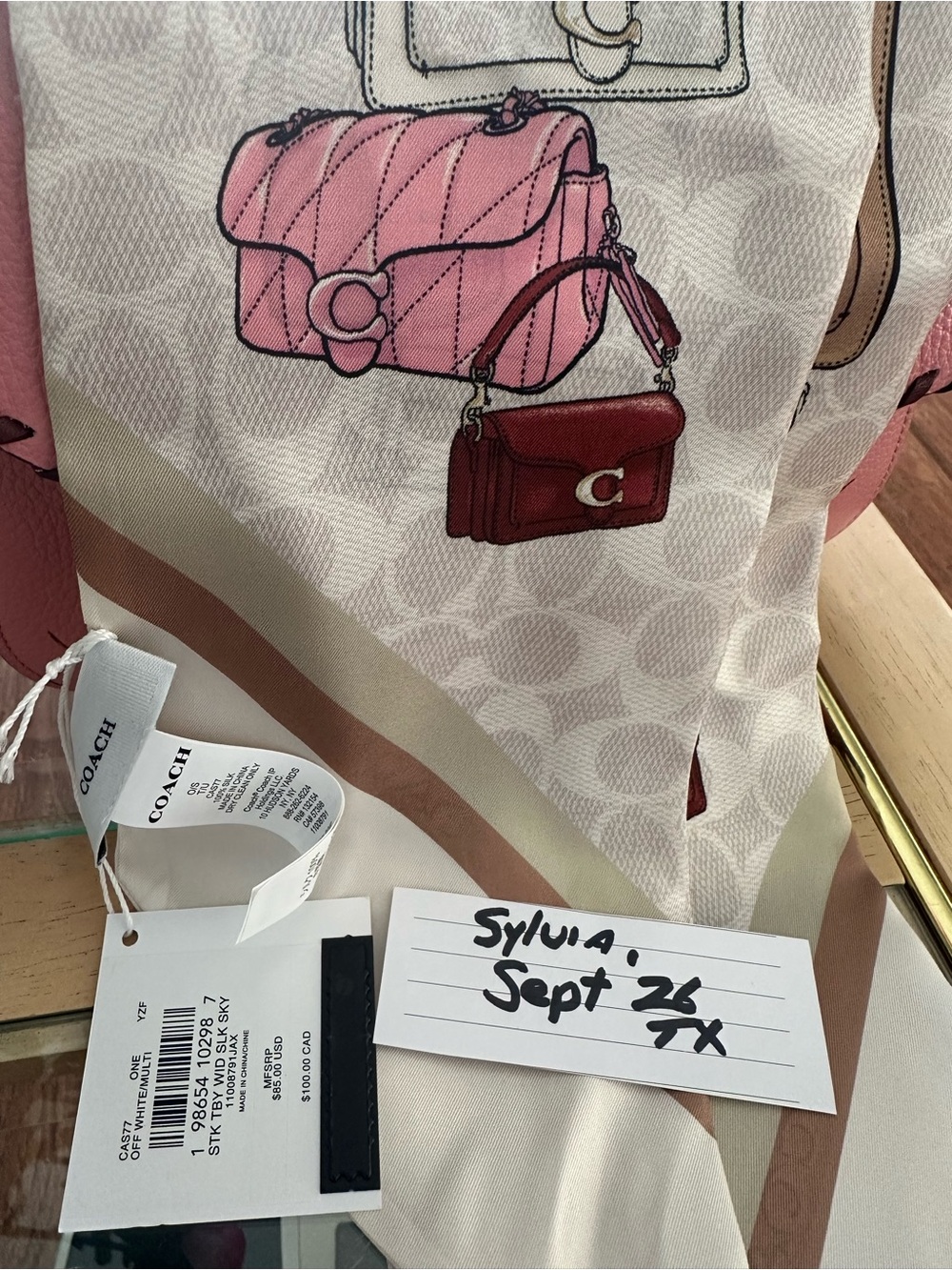 Coach Silk Tabby Scarf